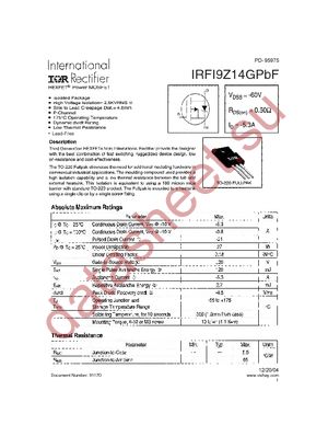 IRFI9Z14GPBF datasheet  